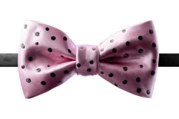 Pink polka dot bow tie on a black strap for stylish occasions
