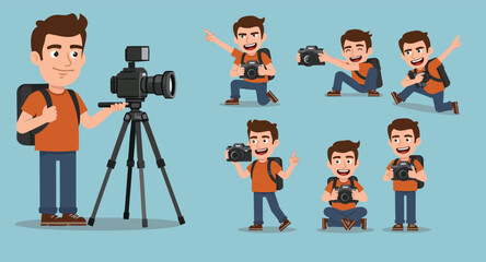 Young Male Photographer Character Set 3