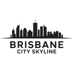 Obraz premium Brisbane city skyline horizontal banner. Brisbane city, Australia. Vector template for your design. Vector black silhouette. with white background