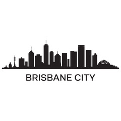 Naklejka premium Brisbane city skyline horizontal banner. Brisbane city, Australia. Vector template for your design. Vector black silhouette. with white background
