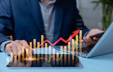 Professional stock market analysis and business growth, financial report review, investment...