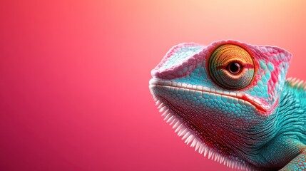 A close-up of a colorful chameleon highlights its vivid scales and captivating eyes, showcasing the beauty and uniqueness of this fascinating reptile.