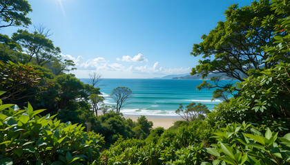 tropical beach with palm trees