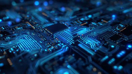 Blue circuit board cyber computer motherboard digital geometric on black design modern futuristic technology creative background vector illustration.
