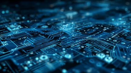 Blue circuit board cyber computer motherboard digital geometric on black design modern futuristic technology creative background vector illustration.
