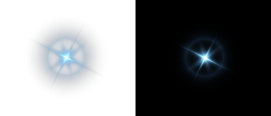 PNG Vector gold star light sparkle, flashlight lens starlight with white sparkle effect. Glowing magical beam flare, fantasy shine and galaxy twinkle. Transparent glowing design elements.