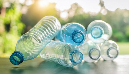 close up plastic bottles for recycling to conserve the environment recycling reuse garbage disposal save the world concept