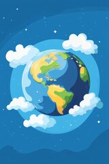 Earth with Clouds and Stars