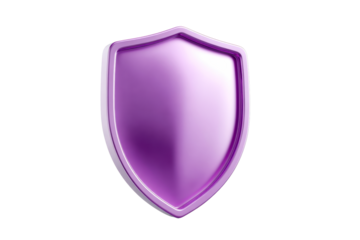 Shiny purple shield with a smooth surface and transparent background