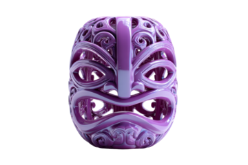 Purple decorative mask with stylish patterns on clear background