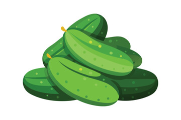 stack of fresh cucumbers vector illustration on white background