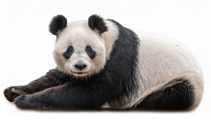 Fototapeta premium adorable giant panda bear sitting calmly on white background a digital illustration
