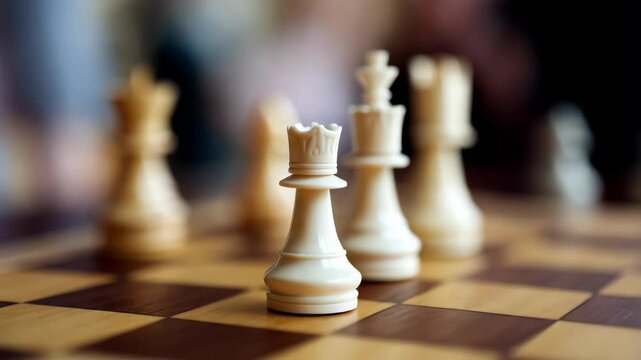 Dramatic chess sequence: strategic moves unfolding on a classic wooden board