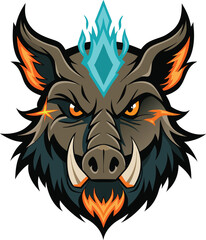 Angry Brown Boar Face