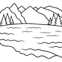 Frozen Lake line art vector