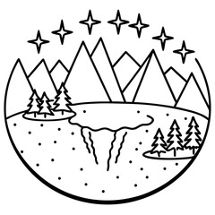 Frozen Lake line art vector