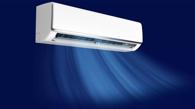 エアコンからでる冷風アニメーション：冷房の風量：クーラー：家電；暑さ対策