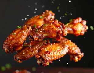 Buffalo Wings Floating – Spicy Appetizer Captured in Cinematic Studio Light