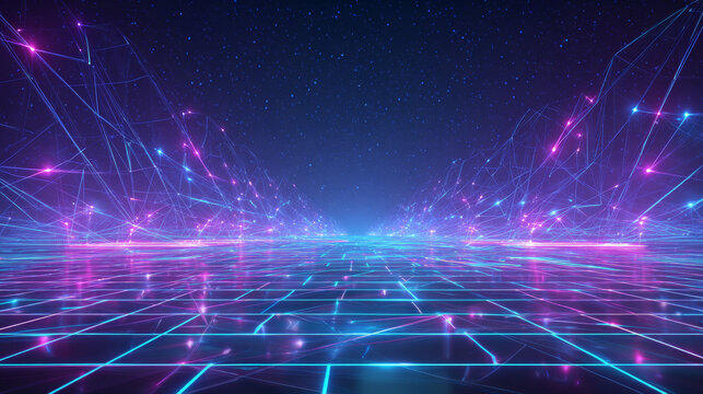 cyber punk background and link network, light background , digital background future, banner product