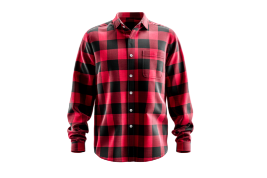 Classic red and black flannel shirt with plaid design for casual wear