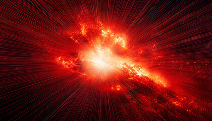 cosmic explosion in deep space fiery red colors