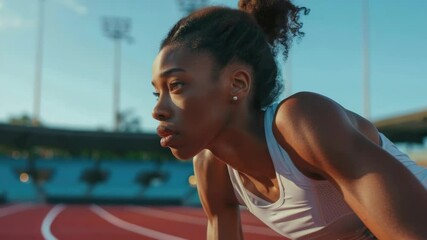 This  depicts an athlete running on a track, possibly participating in a sprint or long-distance event.