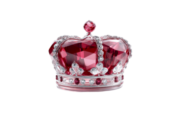 Elegant red crystal crown with intricate gem details on clear base