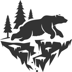 Black silhouette illustration of a polar bear vector drawing
