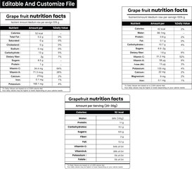 Grape fruit nutrition facts, Supplement Facts