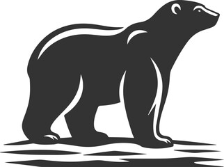 Black silhouette illustration of a polar bear vector drawing