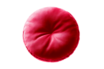 Bright red round cushion with plush texture for comfort seating