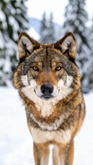 Naklejka premium Silent Strength: Wolf Close-Up in the Wild, Generated image