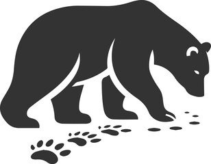 Black silhouette illustration of a polar bear vector drawing