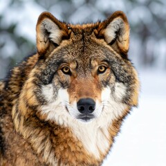 Fototapeta premium Silent Strength: Wolf Close-Up in the Wild, Generated image