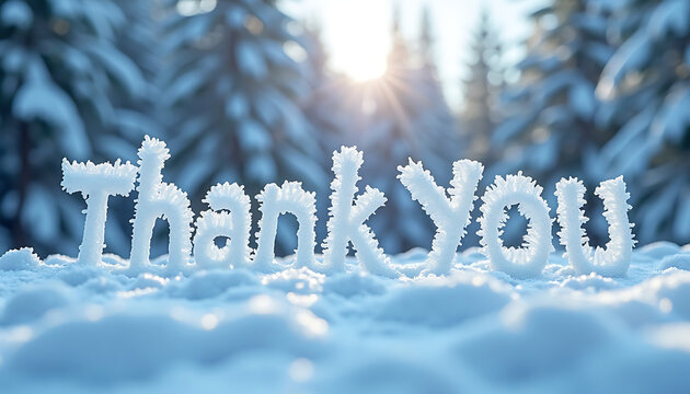 Frozen Thank You Note in Snowy Winter Forest