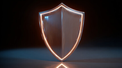 Transparent glass protection shield with glow effect. Safeguard sign. Security concept. Vector illustration