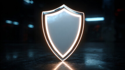 Transparent glass protection shield with glow effect. Safeguard sign. Security concept. Vector illustration
