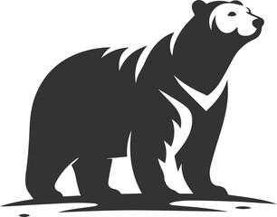 Black silhouette illustration of a polar bear vector drawing