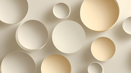 Smooth 3D Circles in Cream Tones with Gentle Overlapping Shadows create a soft, modern visual that conveys elegance and calm. The rounded forms in warm cream shades offer sense of harmony and fluidity
