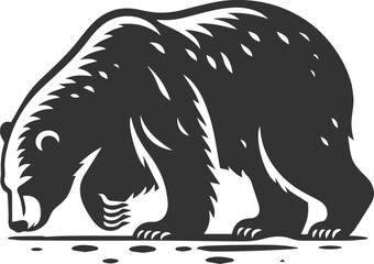 Black silhouette illustration of a polar bear vector drawing