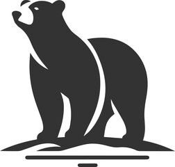 Black silhouette illustration of a polar bear vector drawing