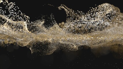 A mesmerizing Dynamic Liquid Wave adorned with Glimmering Particles in a stunning display