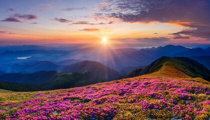 sunrise mountain flower bloom springtime nature wallpaper
