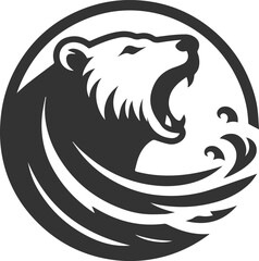 Naklejka premium Black silhouette illustration of a polar bear vector drawing