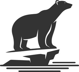 Black silhouette illustration of a polar bear vector drawing