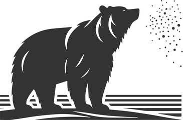 Black silhouette illustration of a polar bear vector drawing
