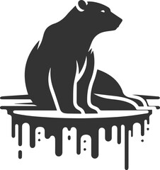 Black silhouette illustration of a polar bear vector drawing