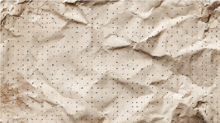 Black dusty textured background, sheets of crumpled checkered, dotted, craft paper. Noisy gritty dot halftone effect, retro banner in grunge style, overlay. Torn out notebook pages.