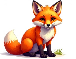 Obraz premium Chubby baby fox curled up in a nap, with a peaceful face and fluffy fur, isolated on white.