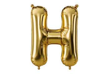 Inflatable golden letter h balloon floating on transparent background, perfect for party decorations, typography, and creative projects